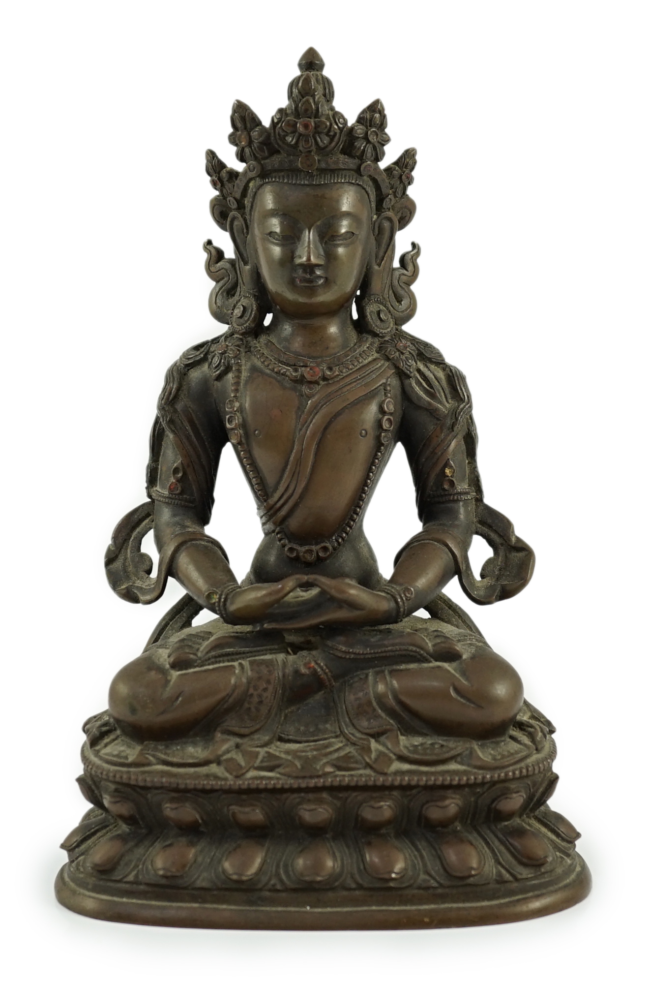 A Tibetan bronze figure of Amitayus, 18th/19th century